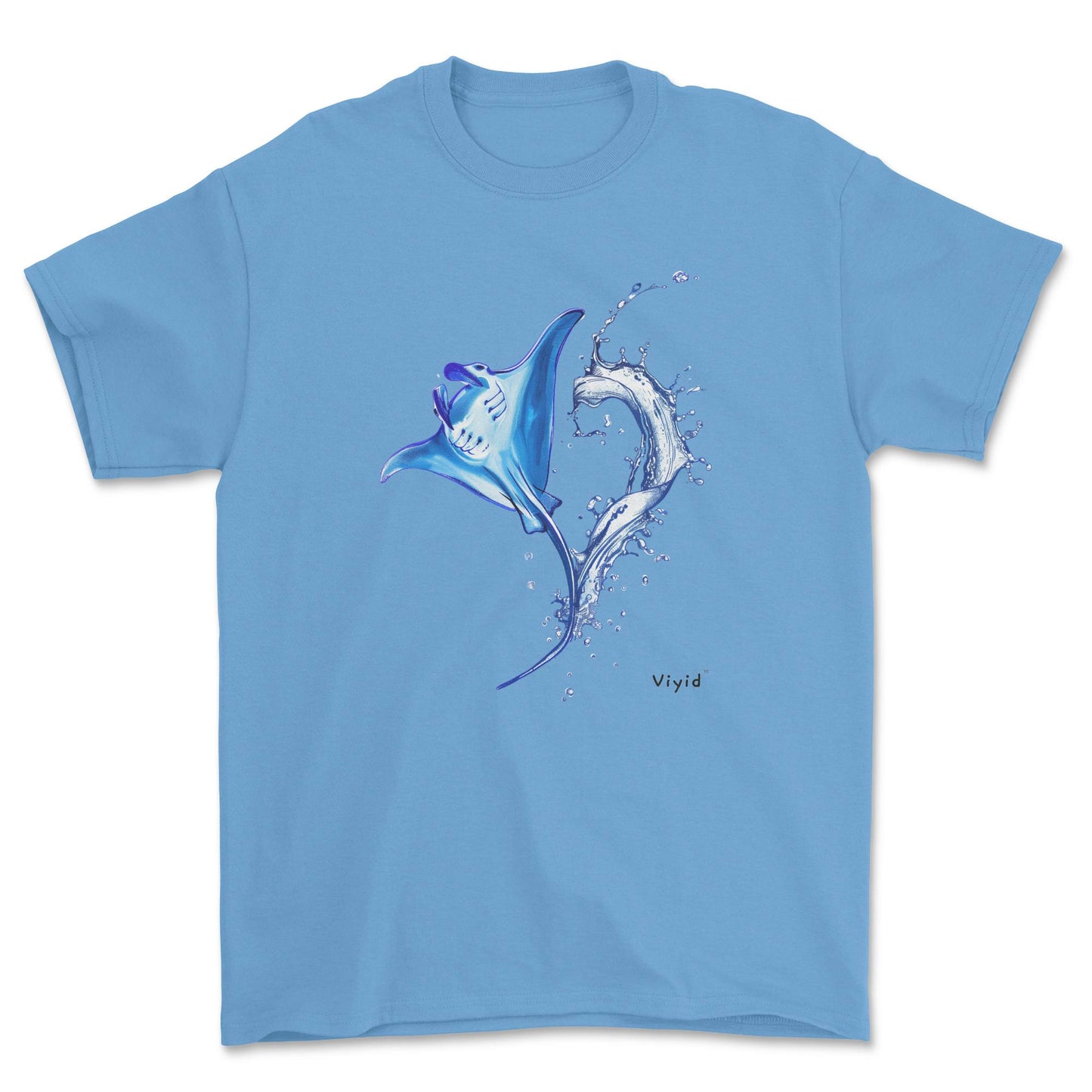 water splashing manta youth t-shirt carolina blue