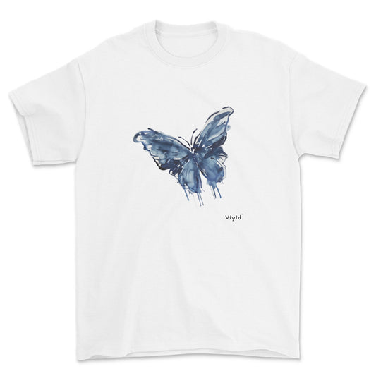 blue ink butterfly adult t-shirt white