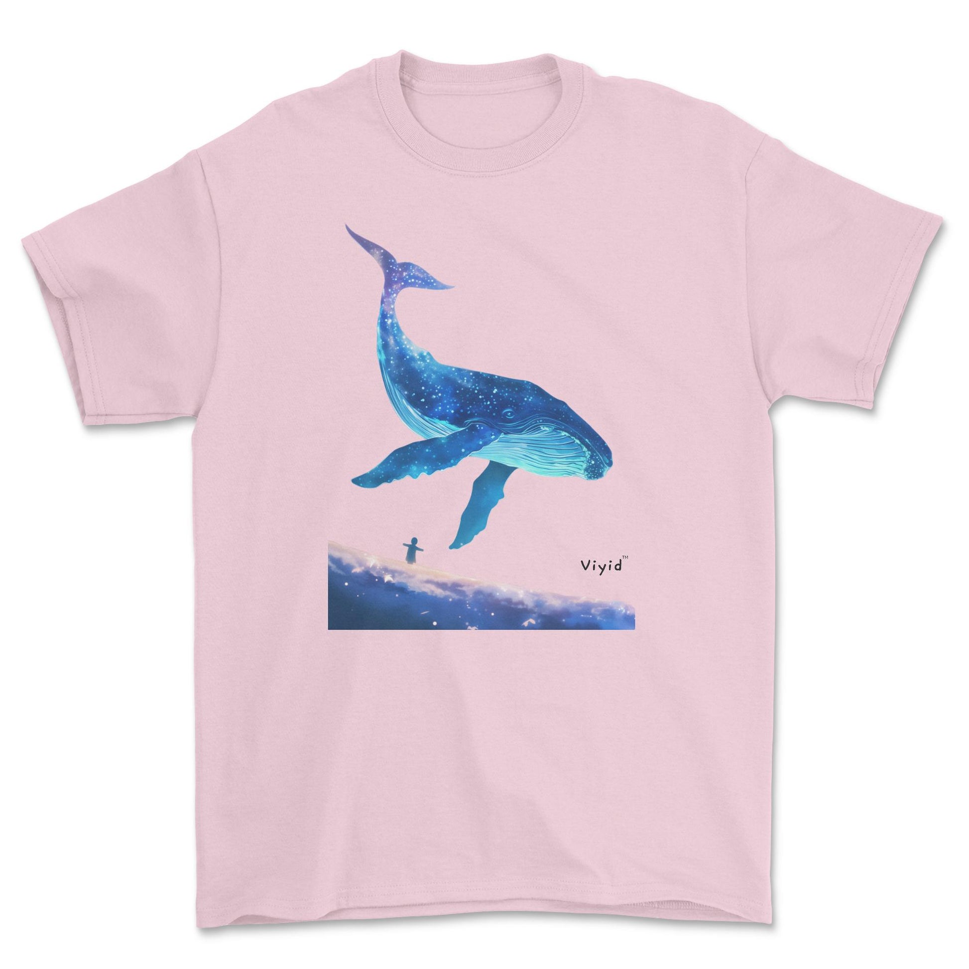 galaxy whale adult t-shirt light pink