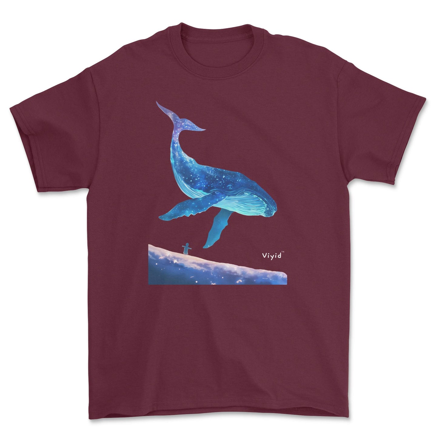 galaxy whale youth t-shirt maroon