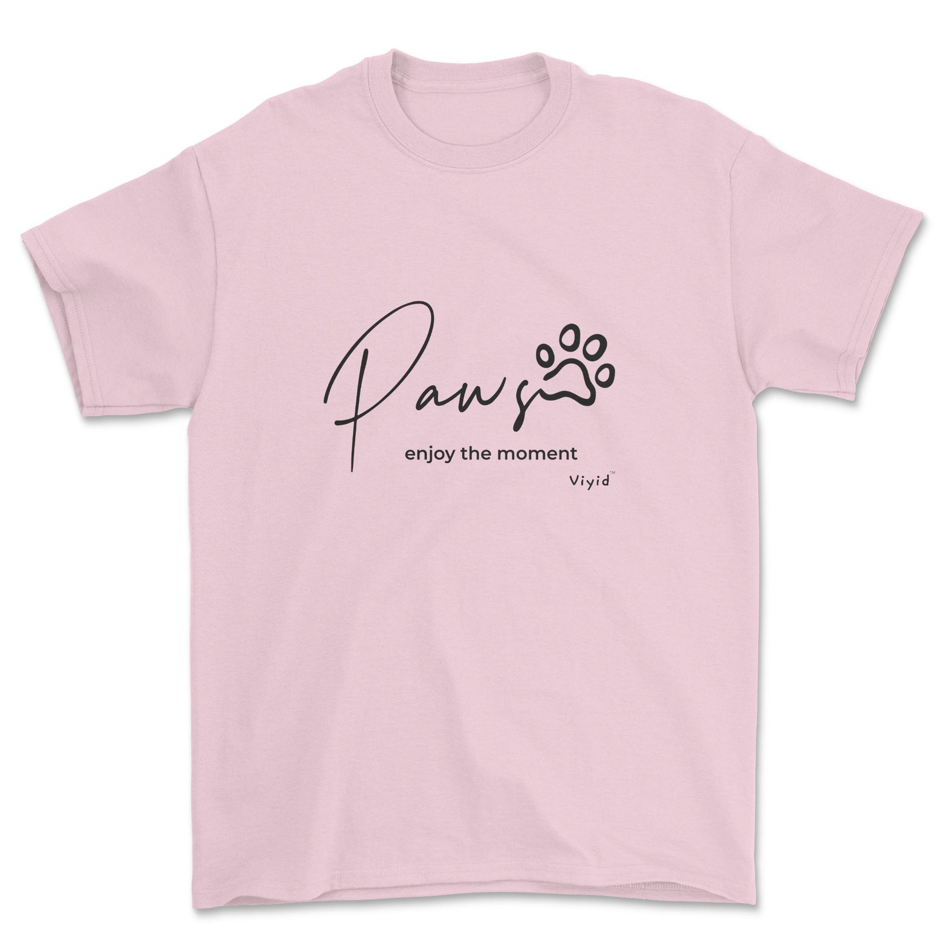 paws enjoy the moment adult t-shirt light pink