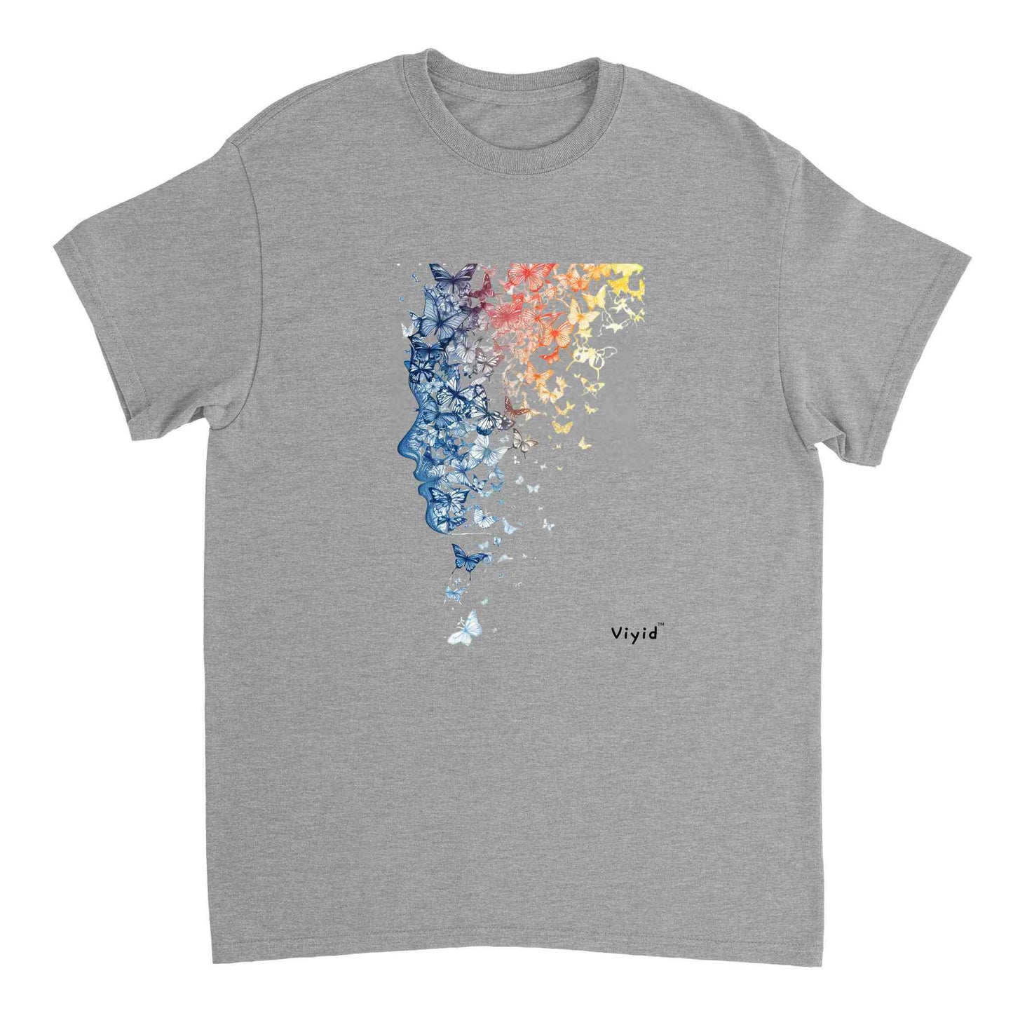 fractal butterfly adult t-shirt sports grey