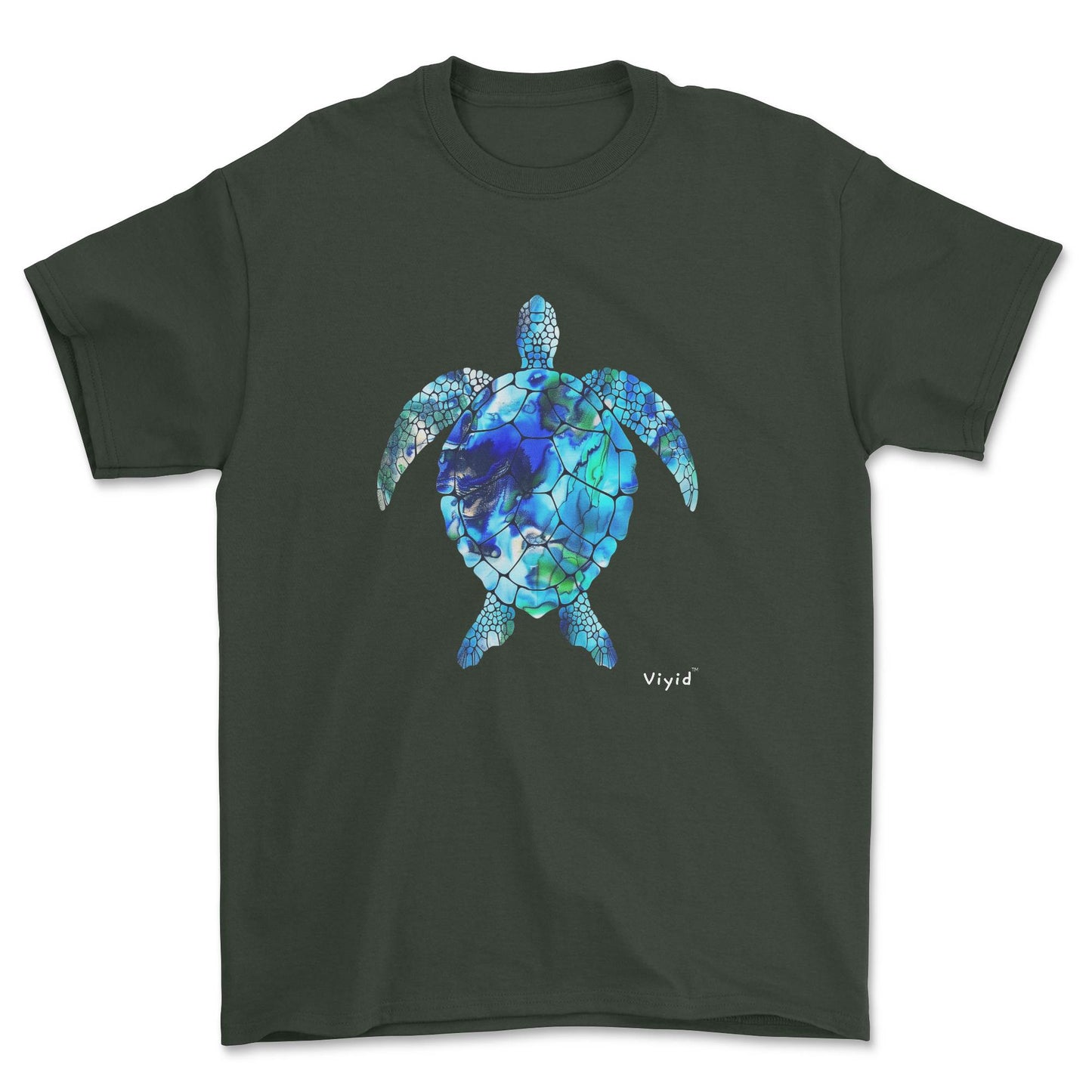 sapphire sea turtle youth t-shirt forest green