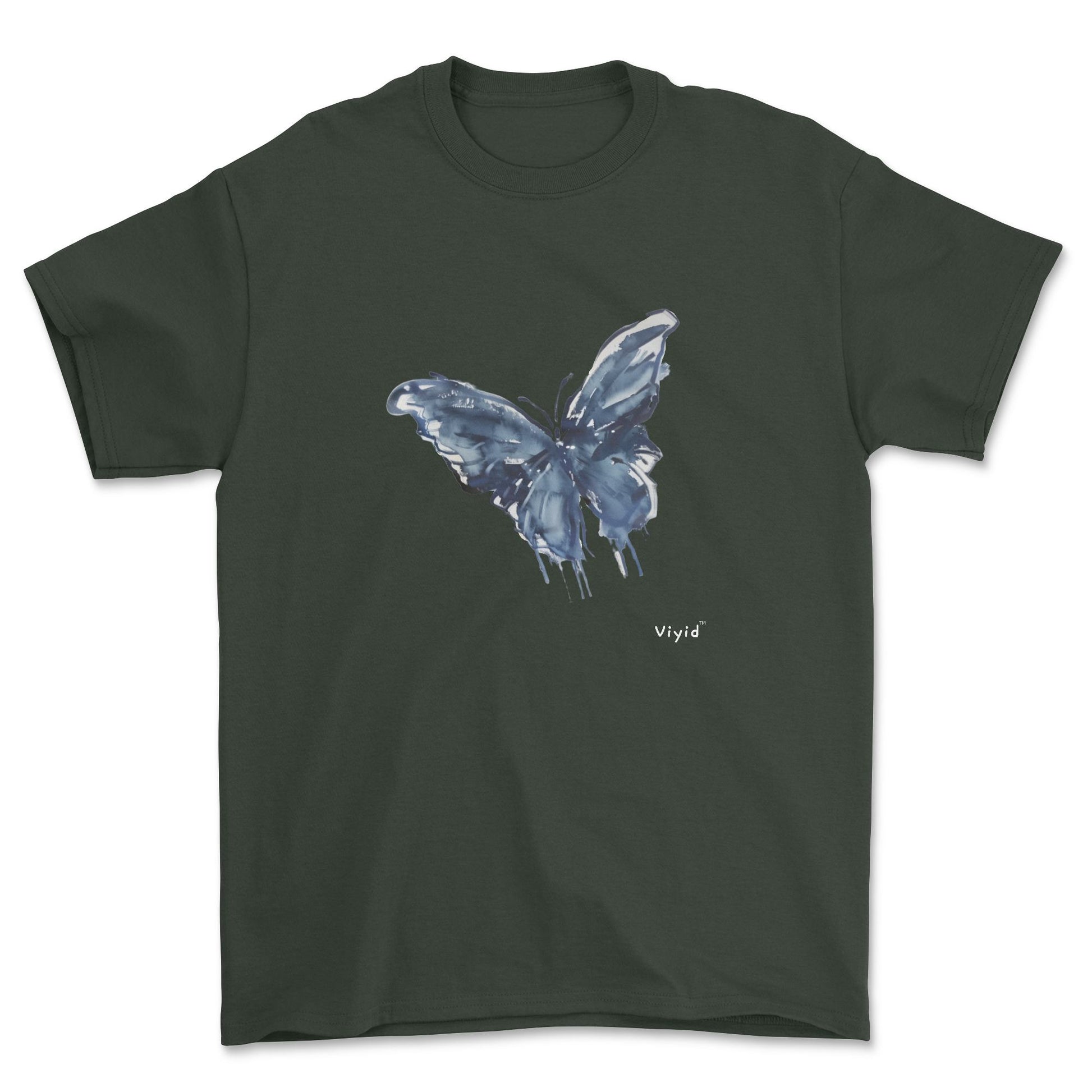 blue ink butterfly youth t-shirt forest green