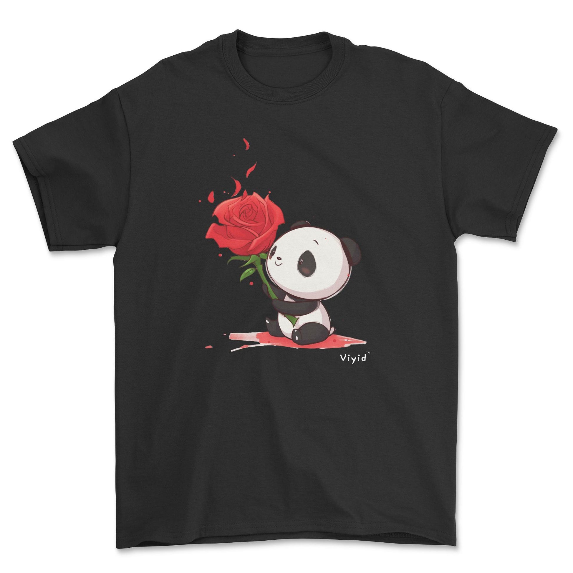 rose holding panda youth t-shirt black