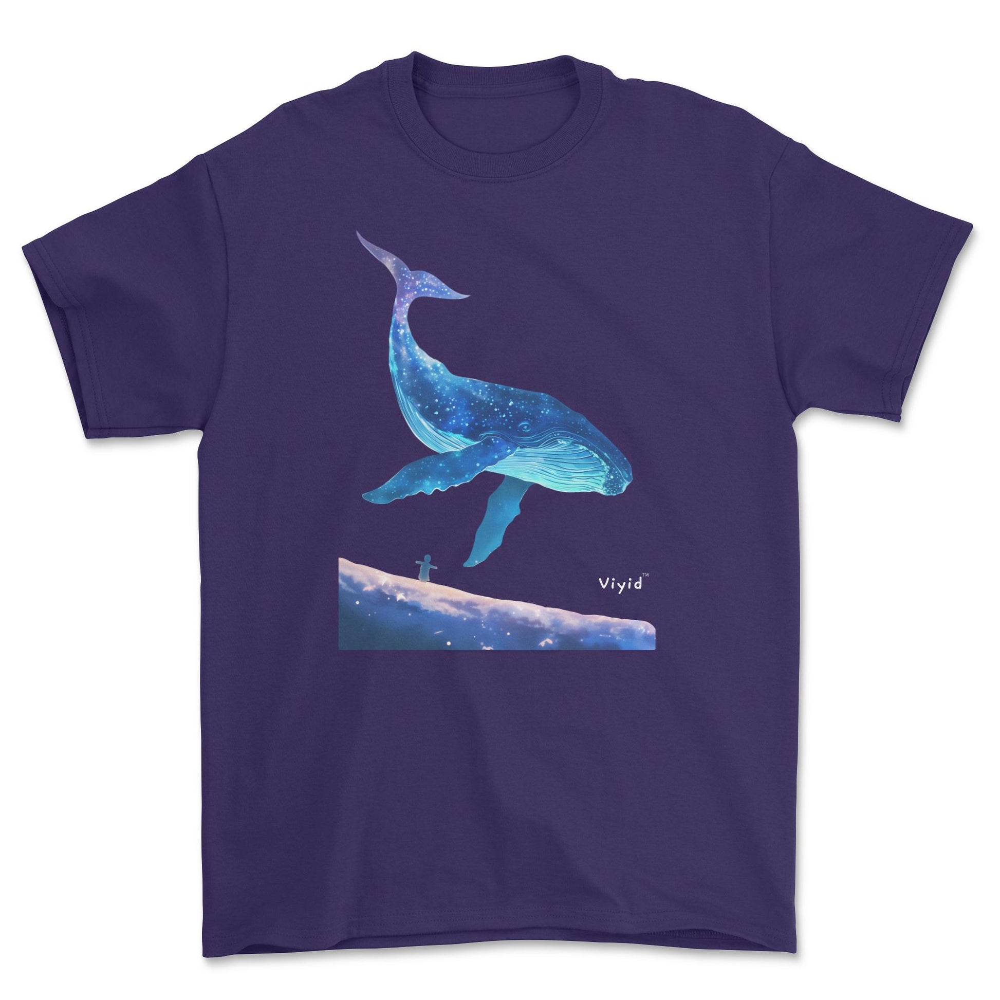 galaxy whale youth t-shirt purple