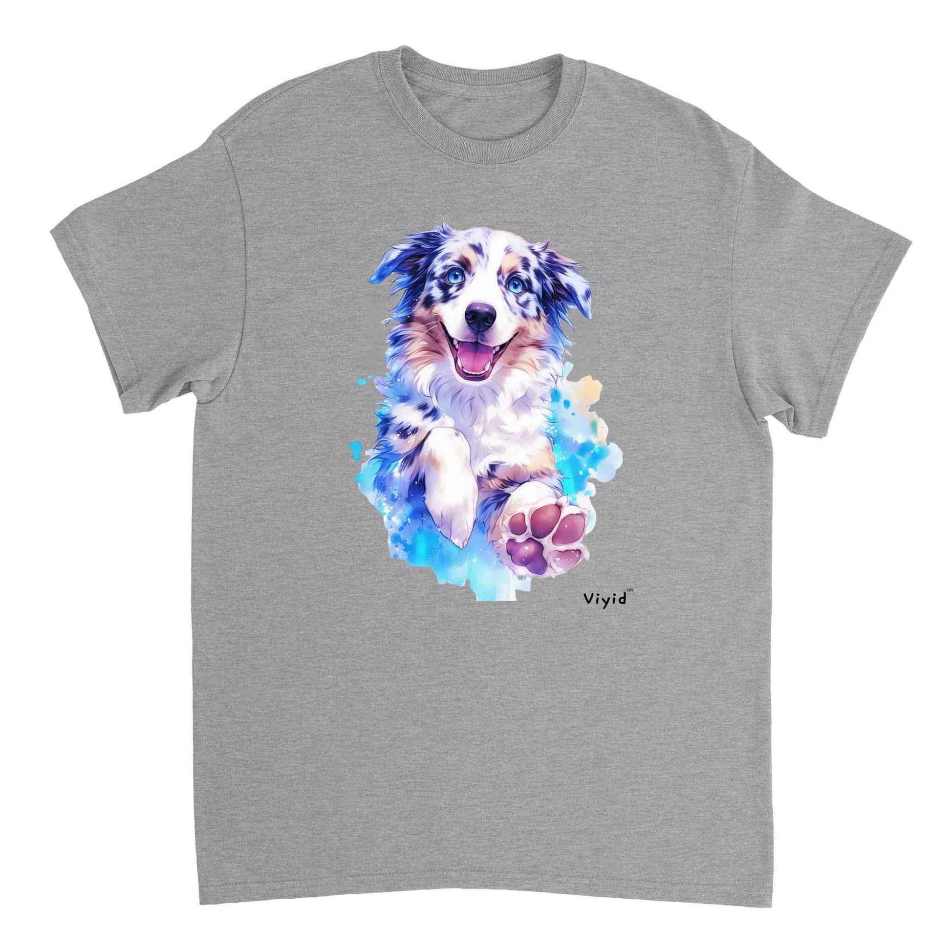 watercolor Australian Shepherd adult t-shirt sports grey