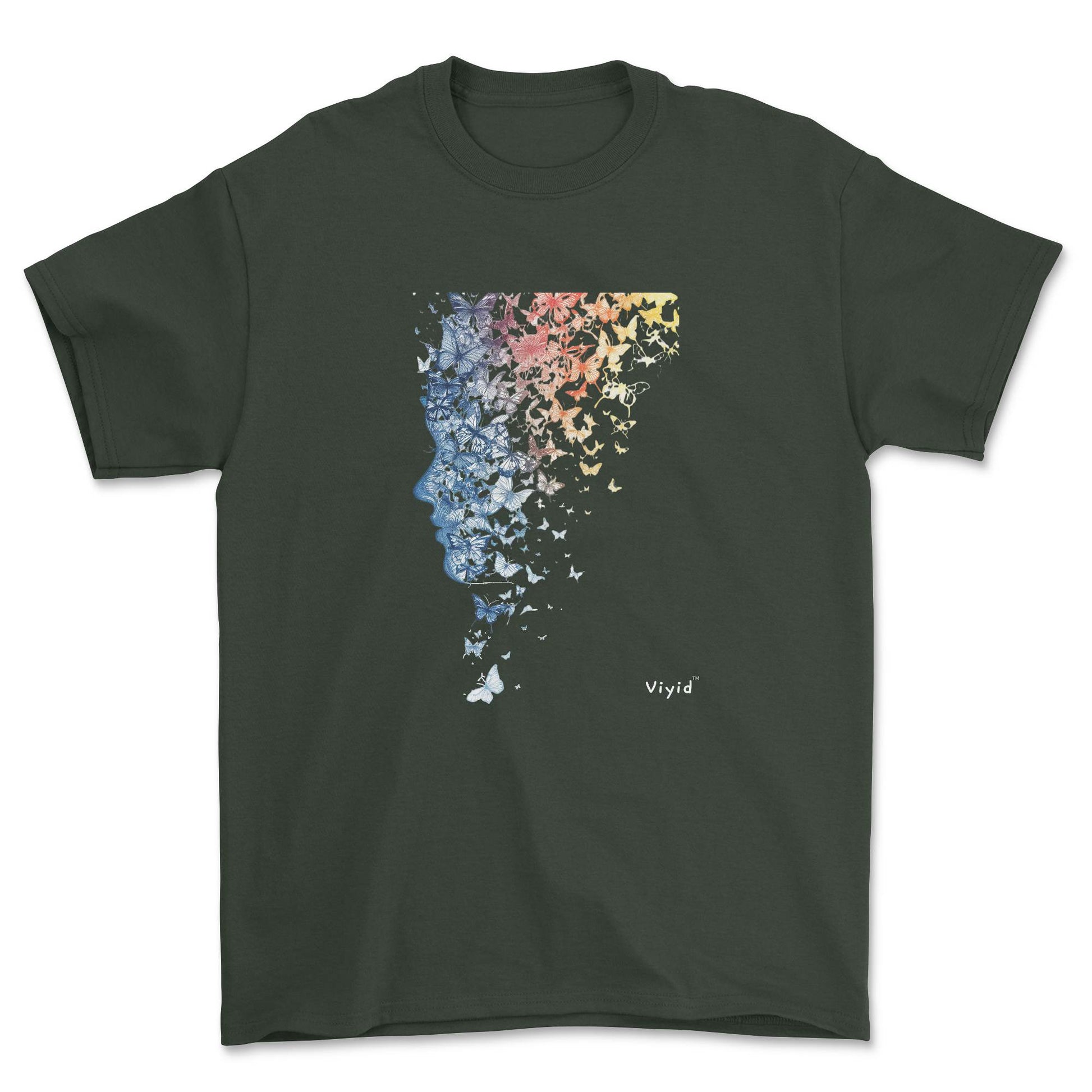 fractal butterfly youth t-shirt forest green