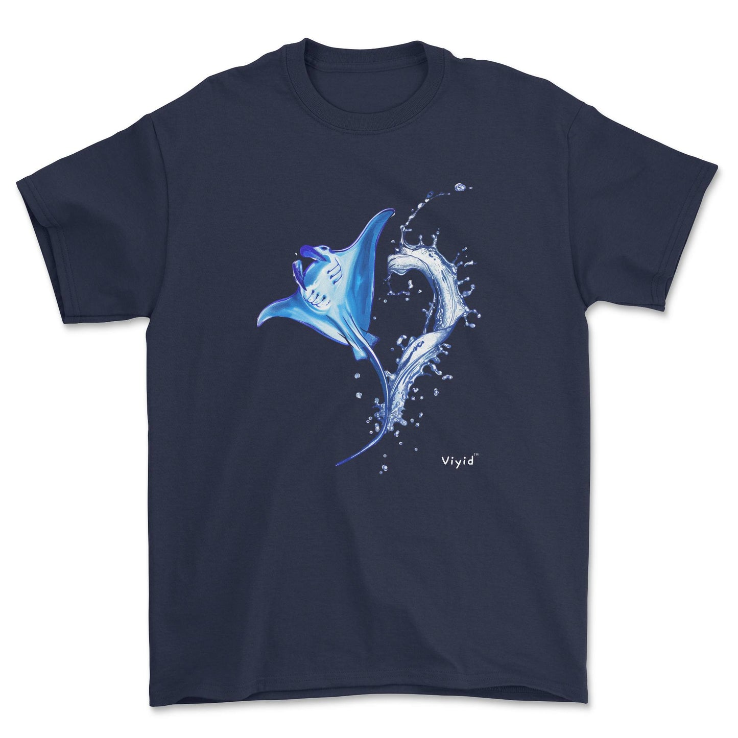 water splashing manta youth t-shirt navy