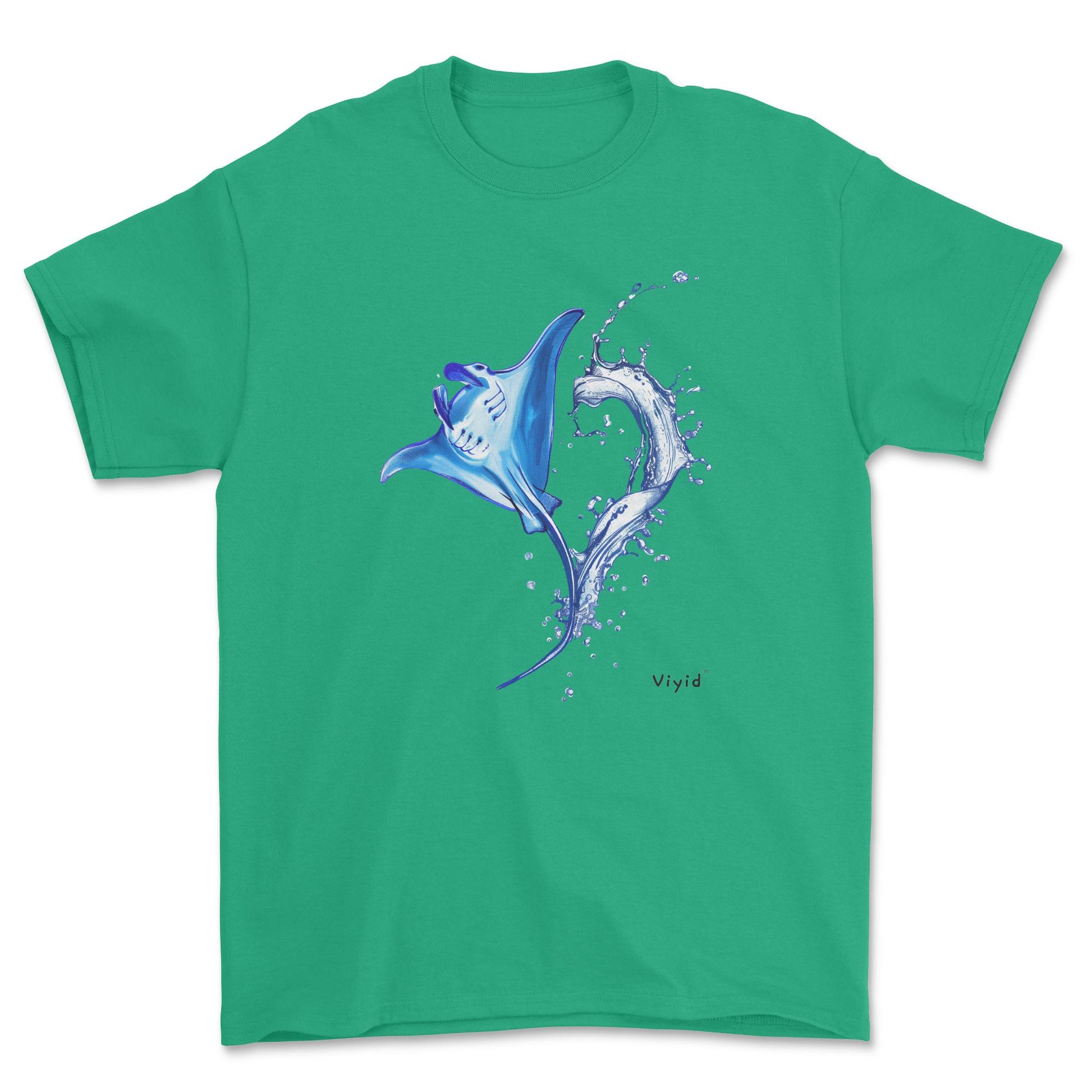 water splashing manta youth t-shirt irish green