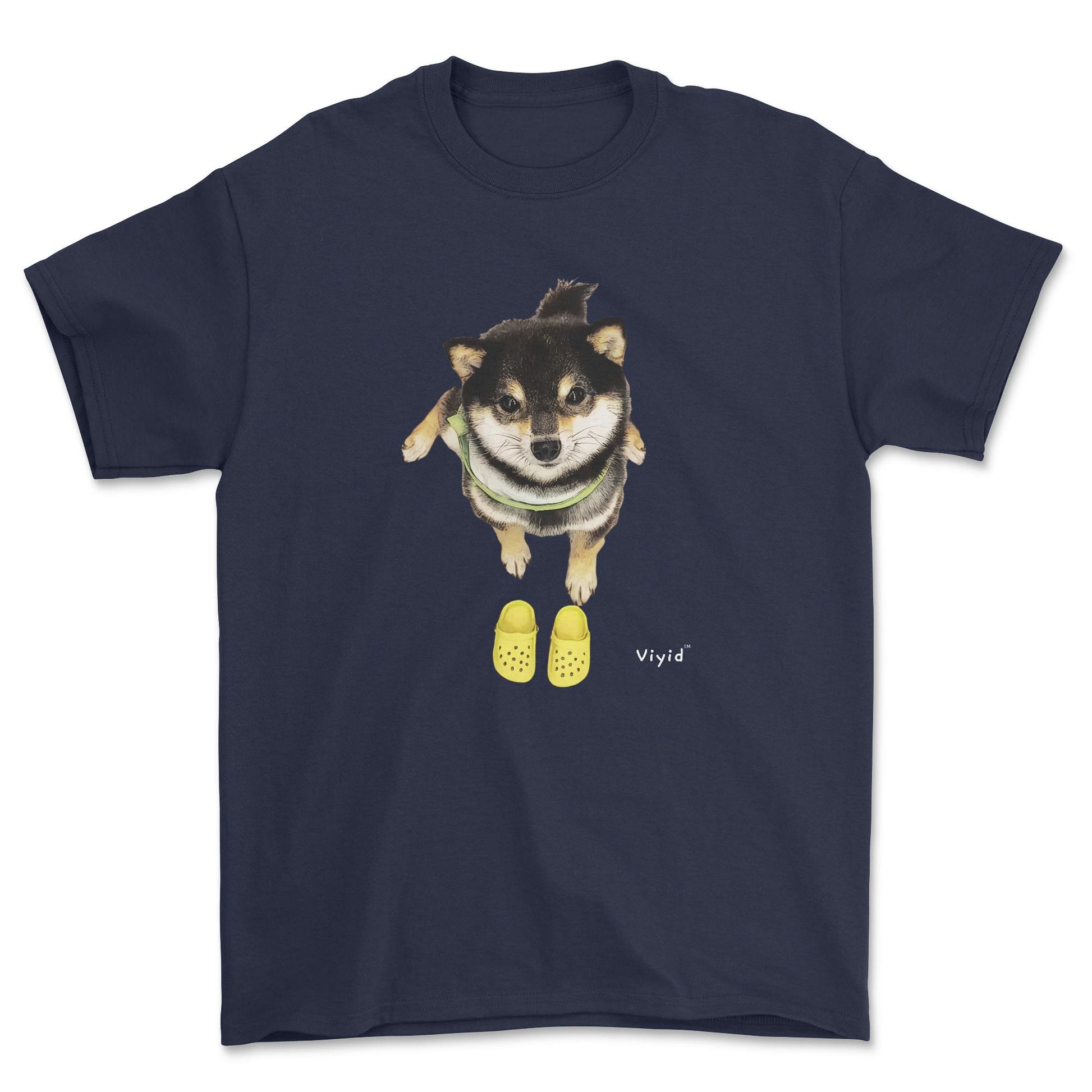 Welcome home Shiba Inu with crocs youth t-shirt navy.