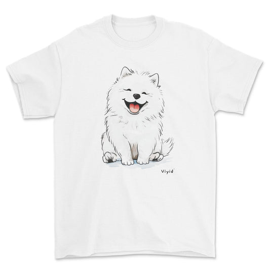 smiling samoyed dog youth t-shirt white