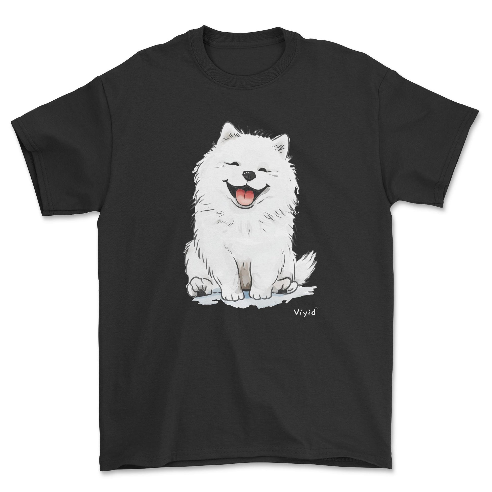 smiling samoyed dog youth t-shirt black