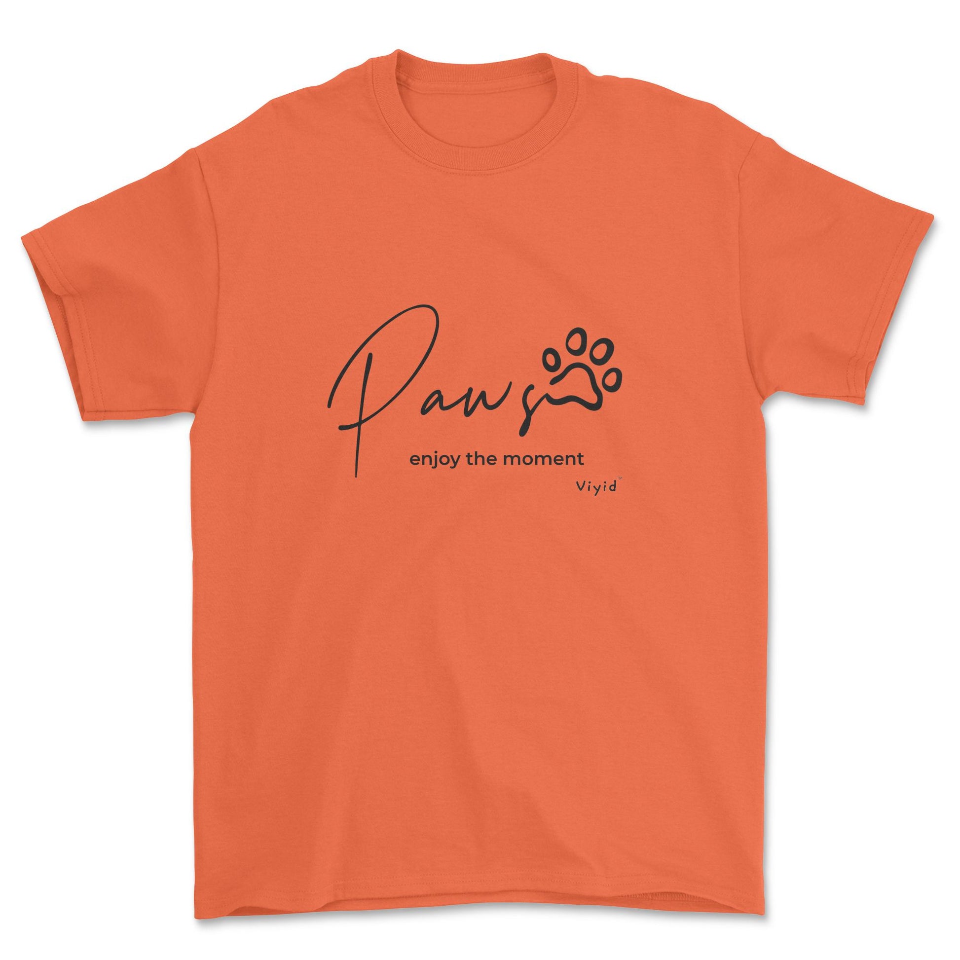 paws enjoy the moment adult t-shirt orange