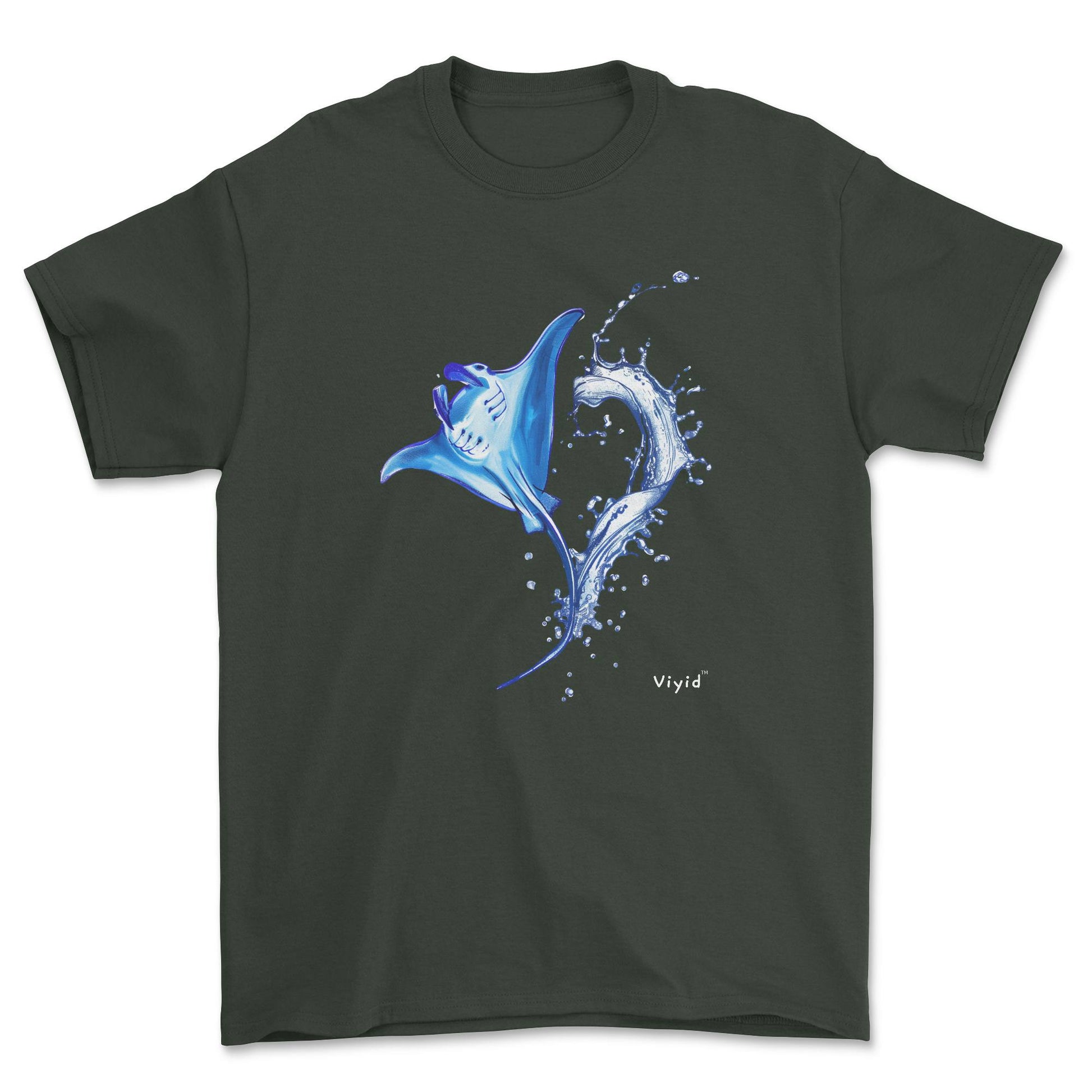 water splashing manta adult t-shirt forest green