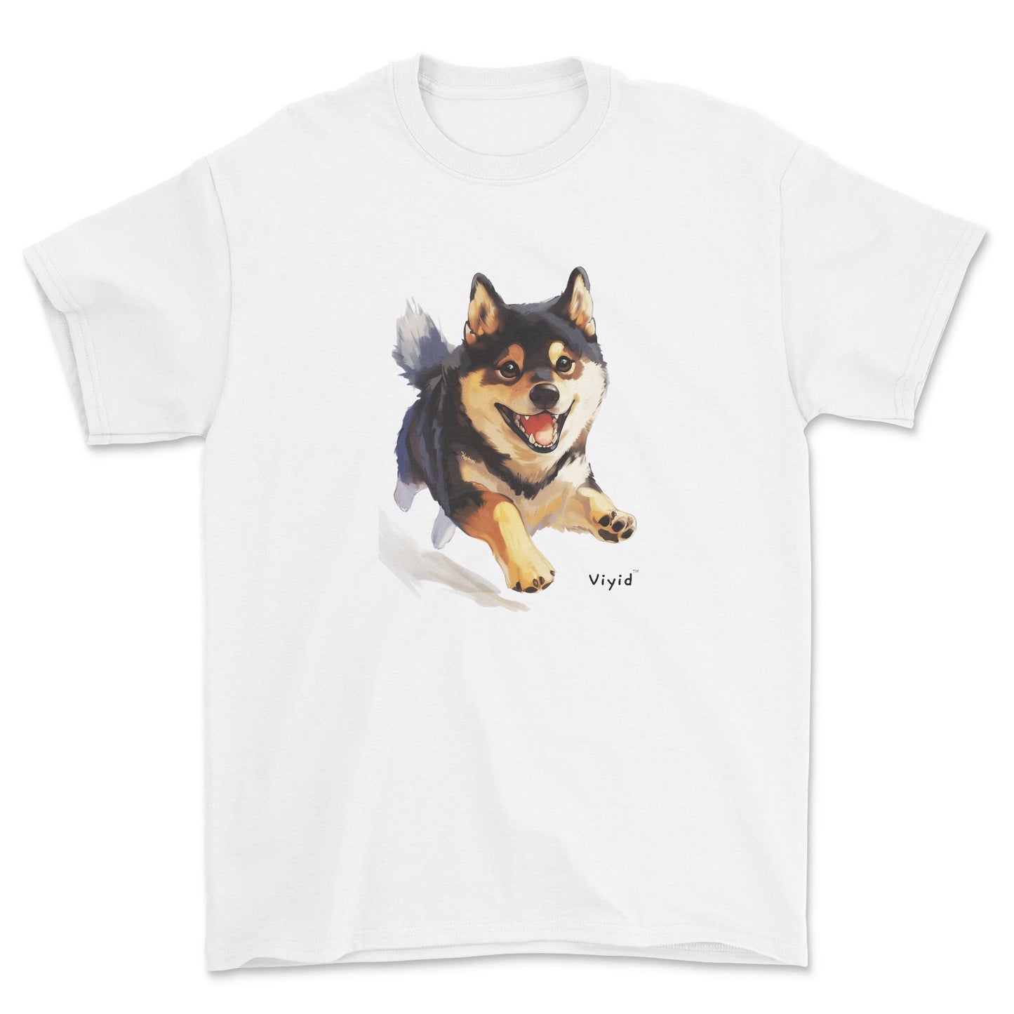 black and tan Shiba Inu youth t-shirt white