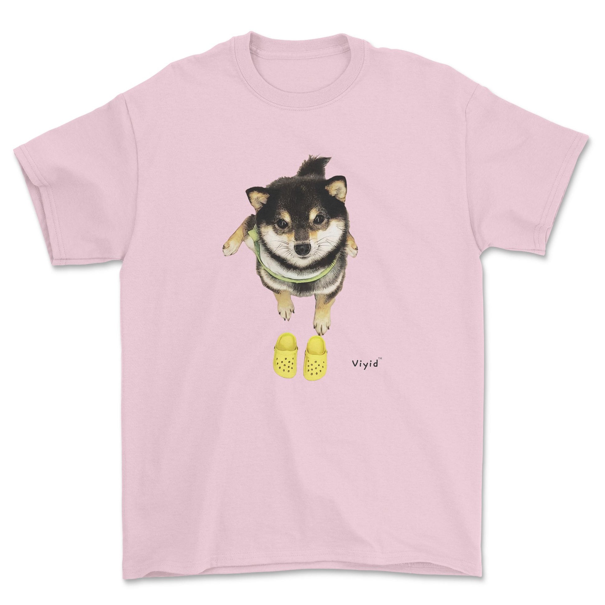 Welcome home Shiba Inu with crocs adult t-shirt light pink.