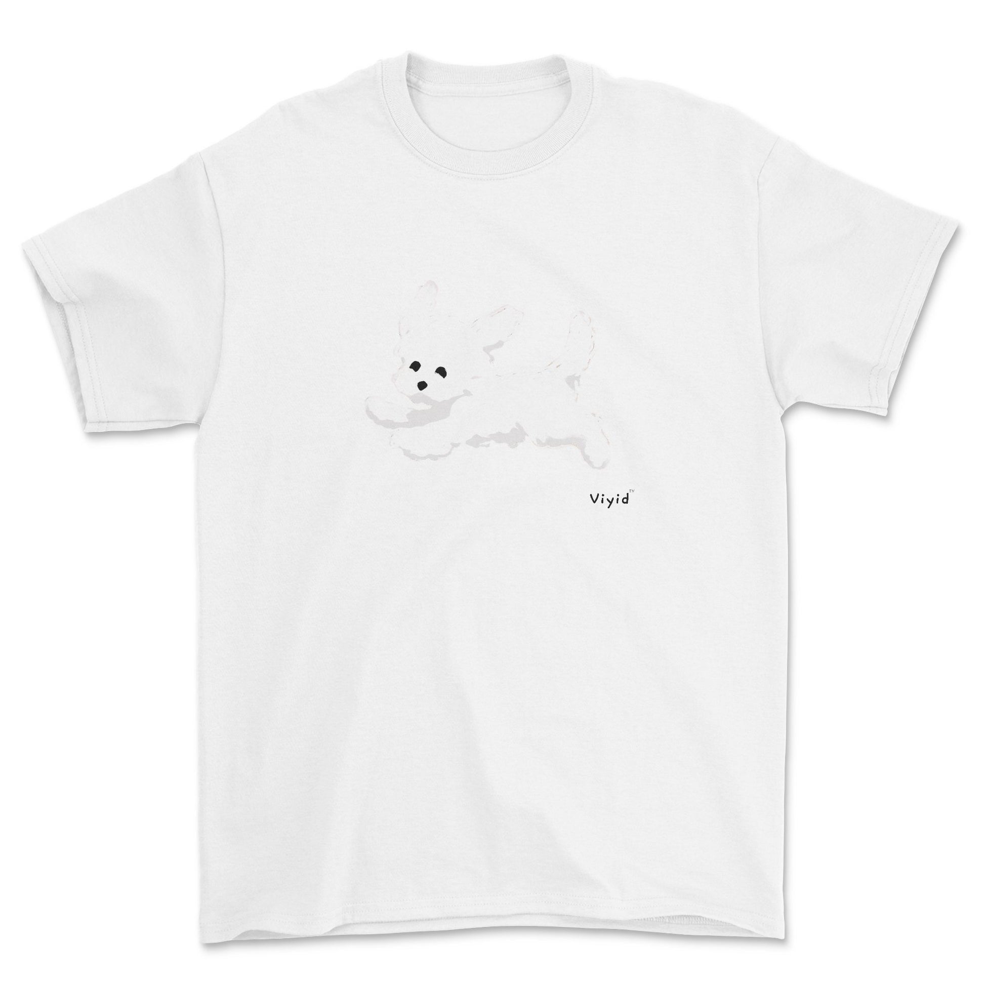 a running white Yorkie adult t-shirt white