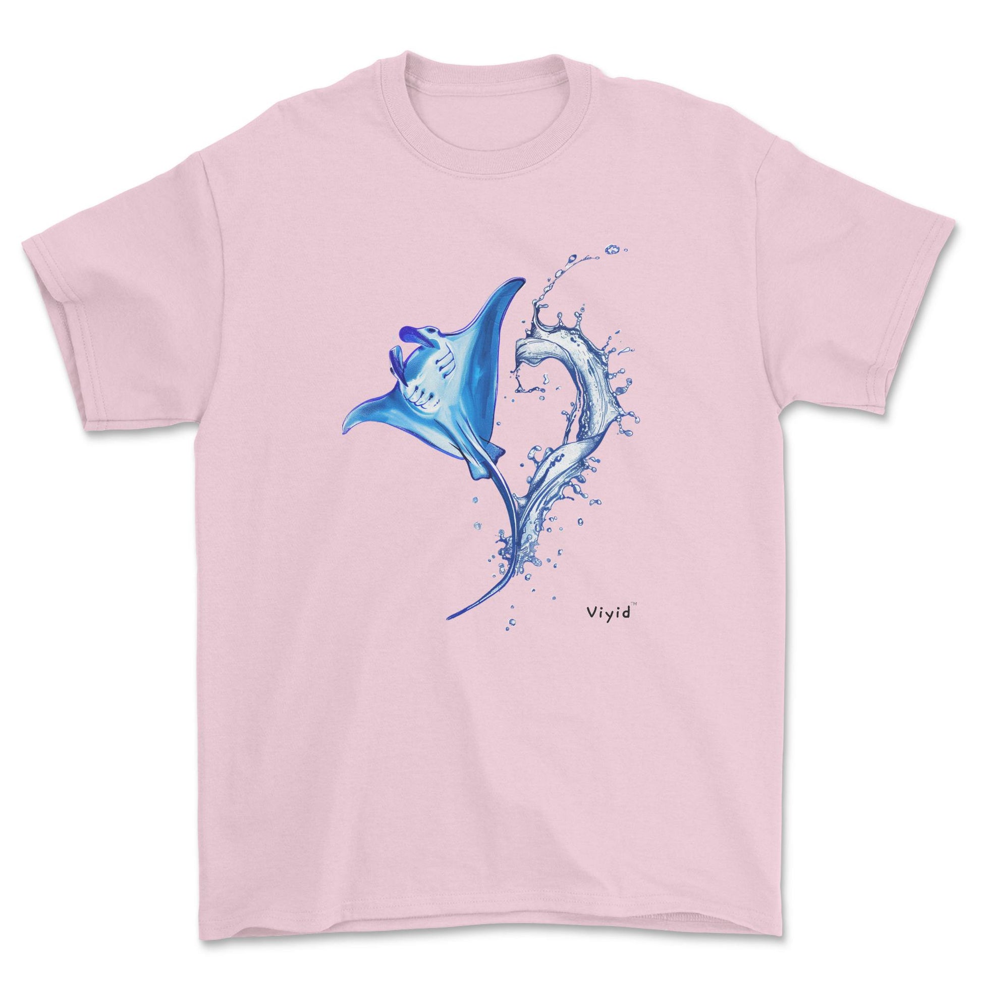 water splashing manta adult t-shirt light pink