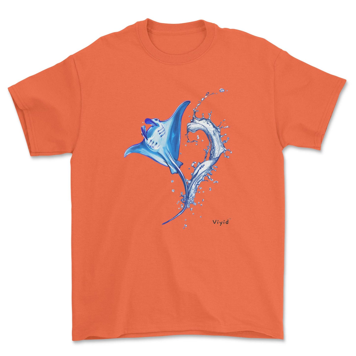 water splashing manta adult t-shirt orange