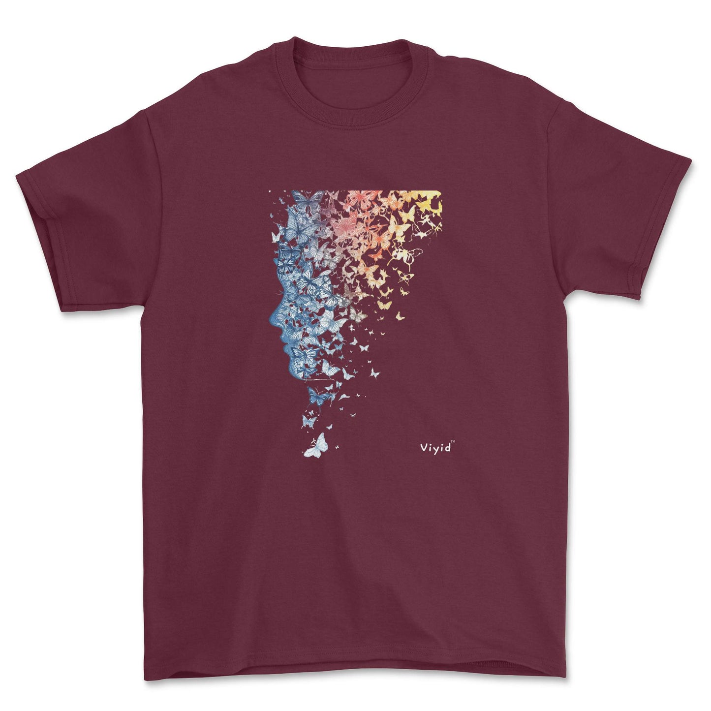 fractal butterfly adult t-shirt maroon