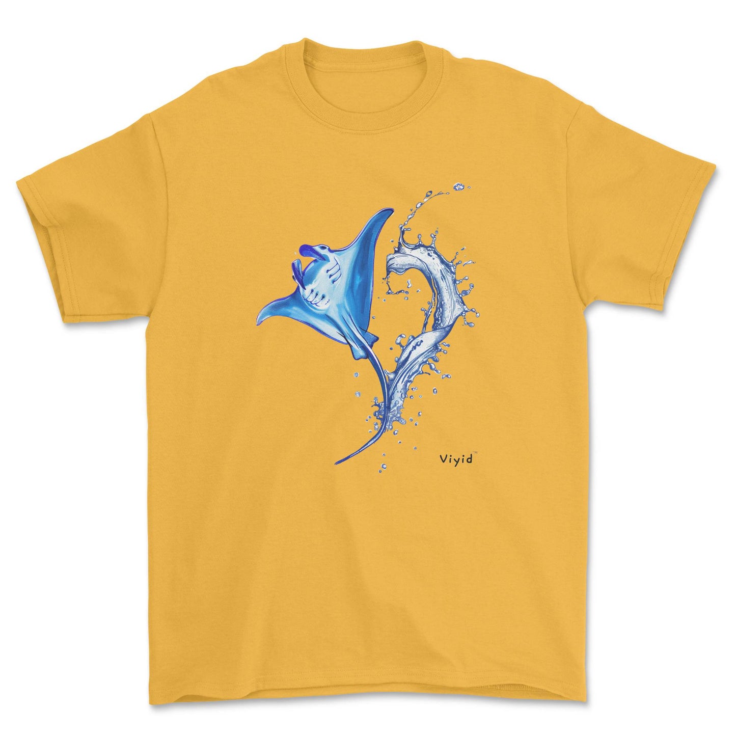 water splashing manta adult t-shirt gold