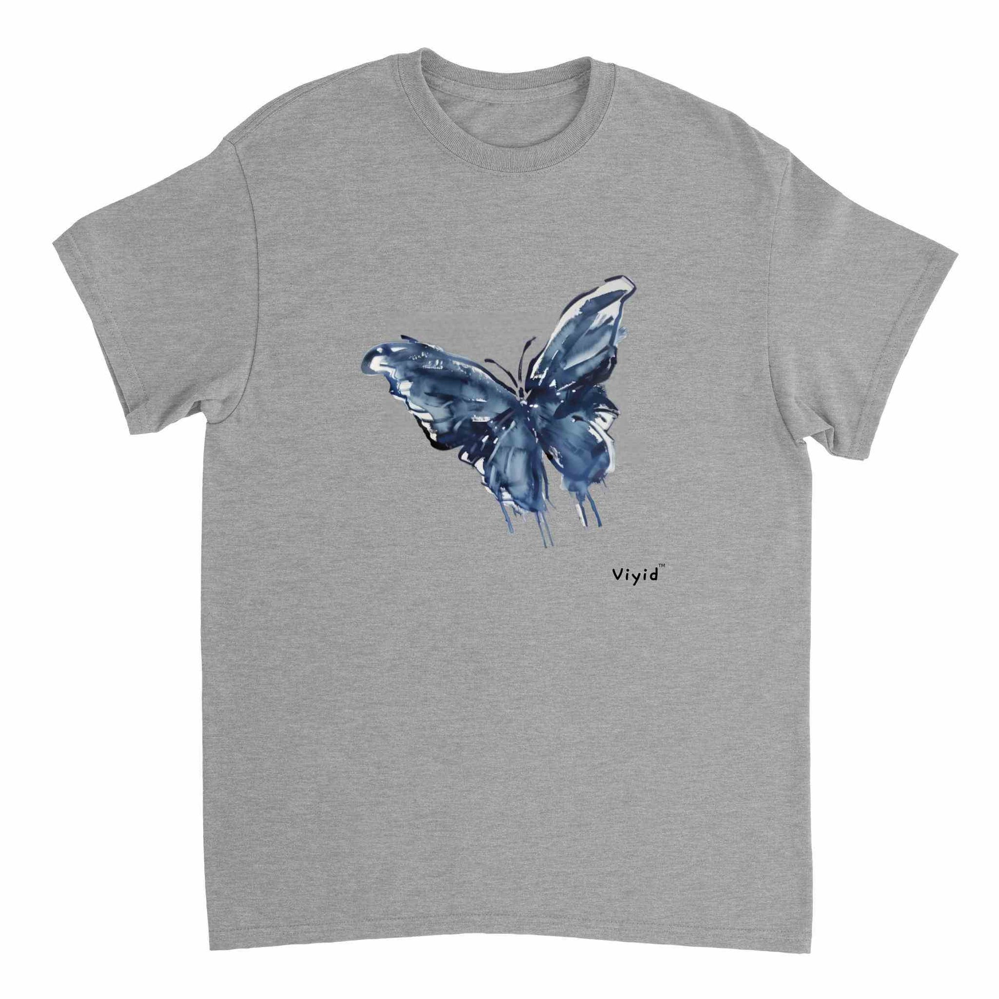 blue ink butterfly youth t-shirt sports grey