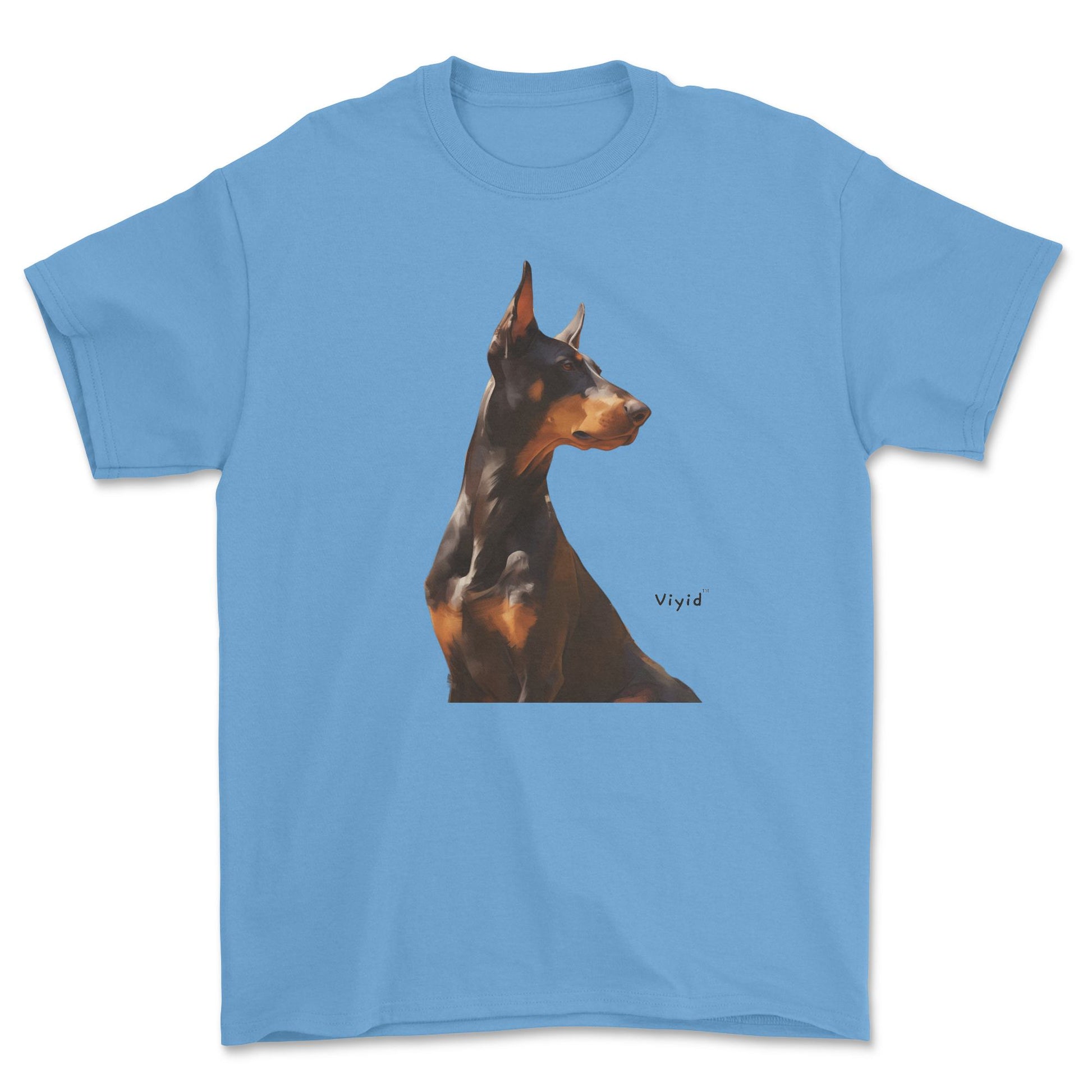 Doberman Pinscher youth t-shirt carolina blue