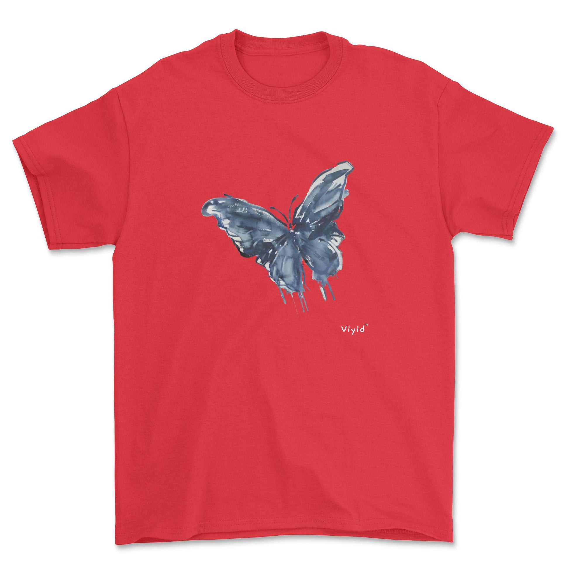 blue ink butterfly youth t-shirt red