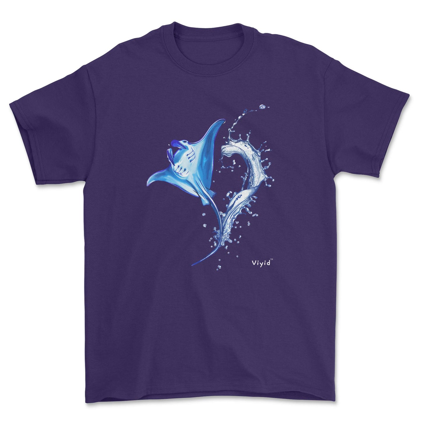 water splashing manta adult t-shirt purple