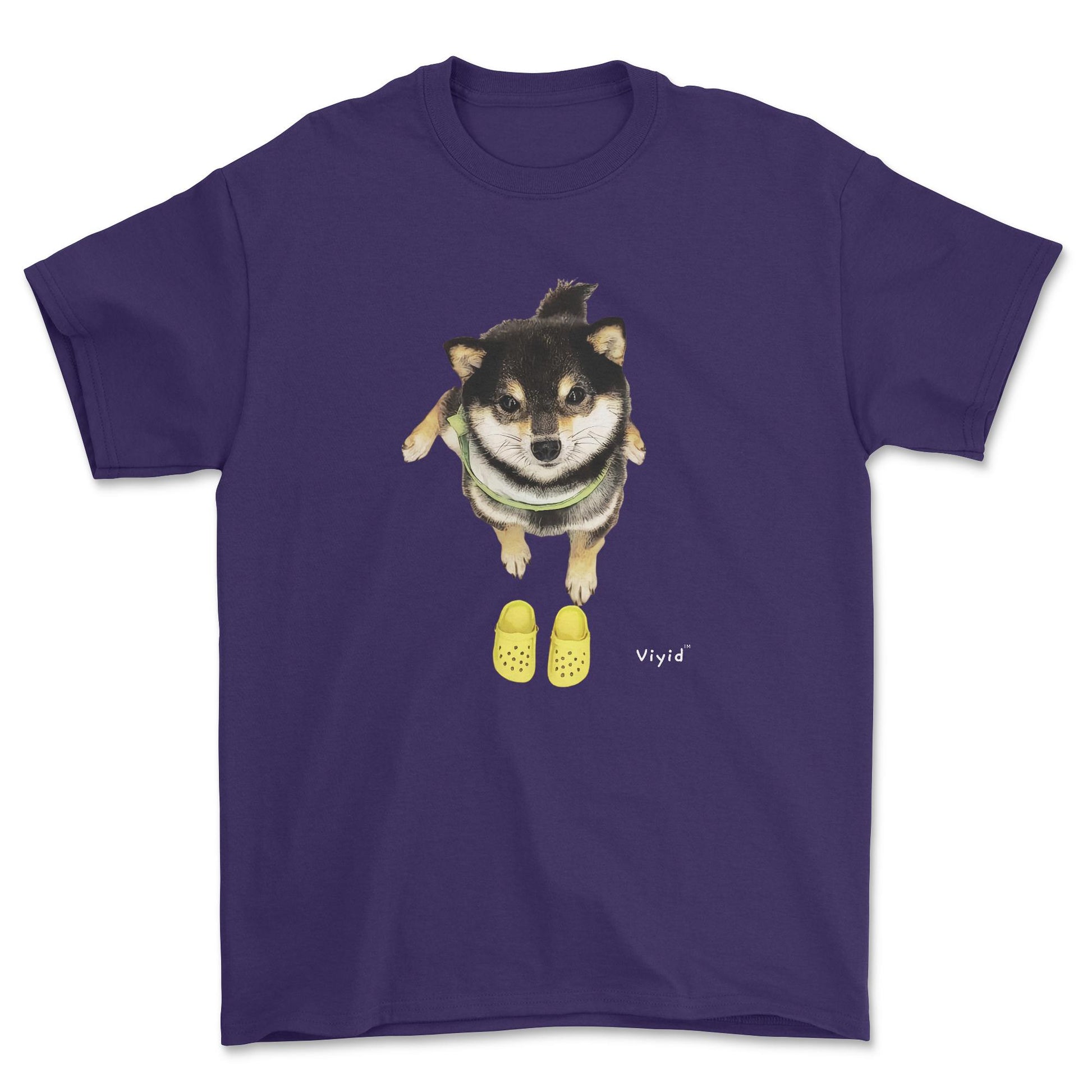 Welcome home Shiba Inu with crocs adult t-shirt purple.