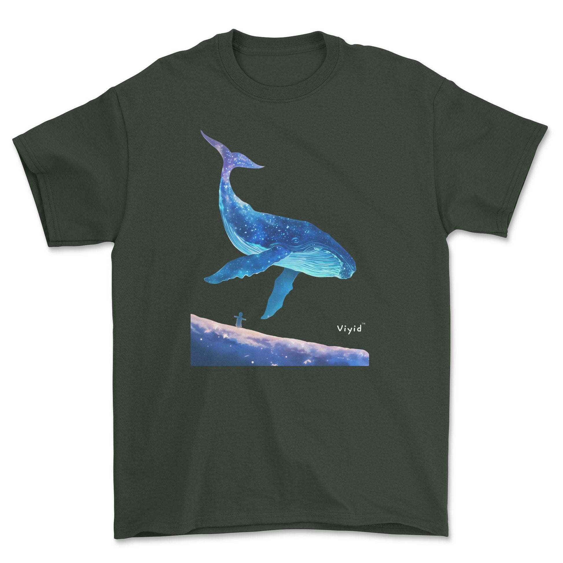 galaxy whale adult t-shirt forest green