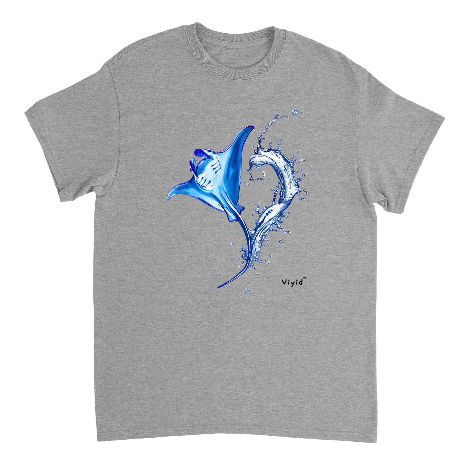 water splashing manta youth t-shirt sports grey