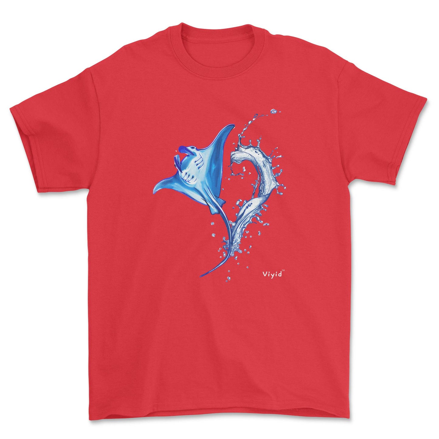 water splashing manta youth t-shirt red