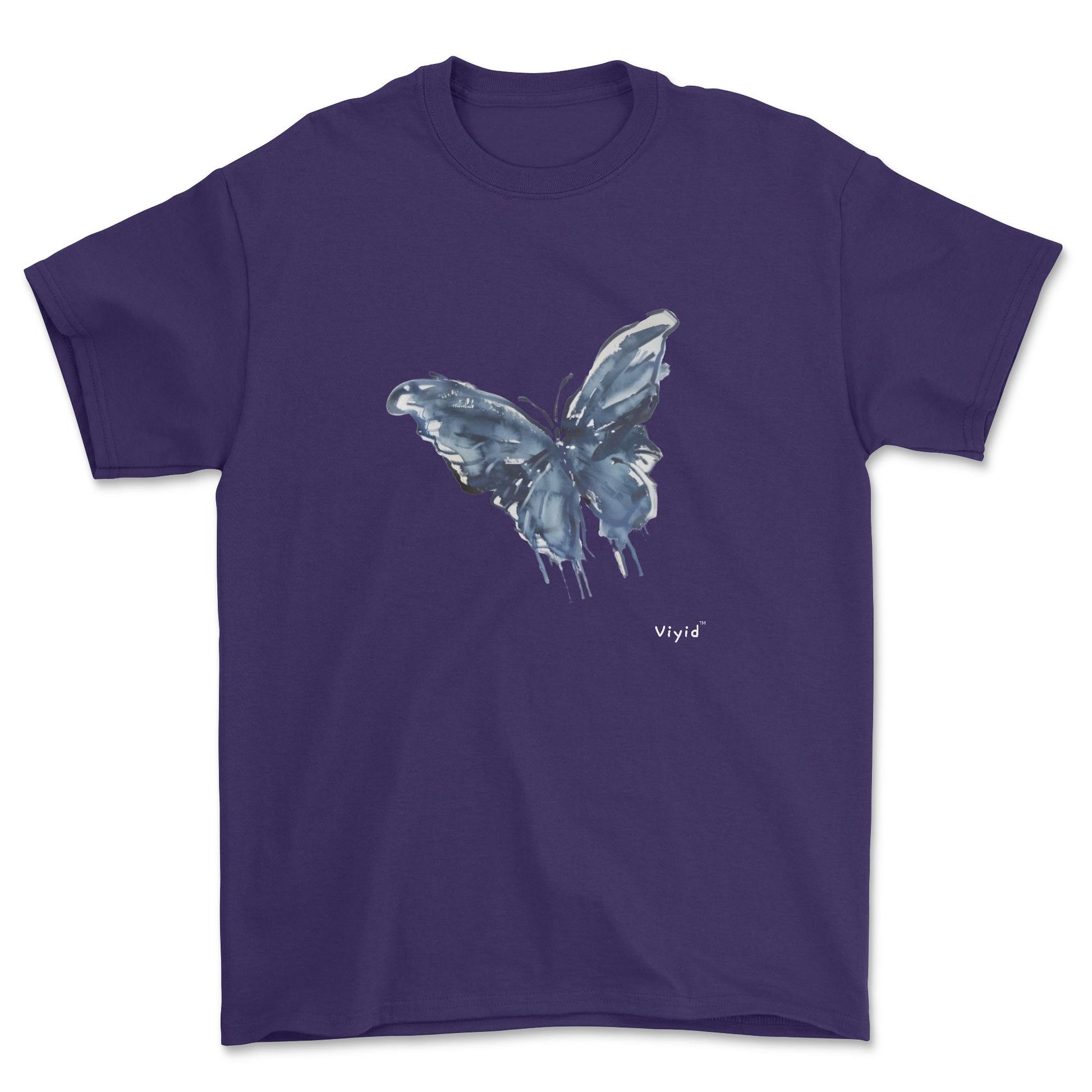 blue ink butterfly youth t-shirt purple