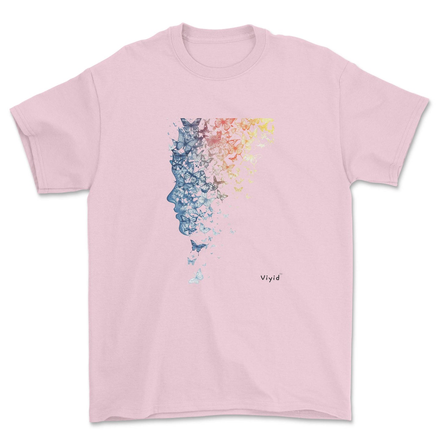 fractal butterfly youth t-shirt light pink