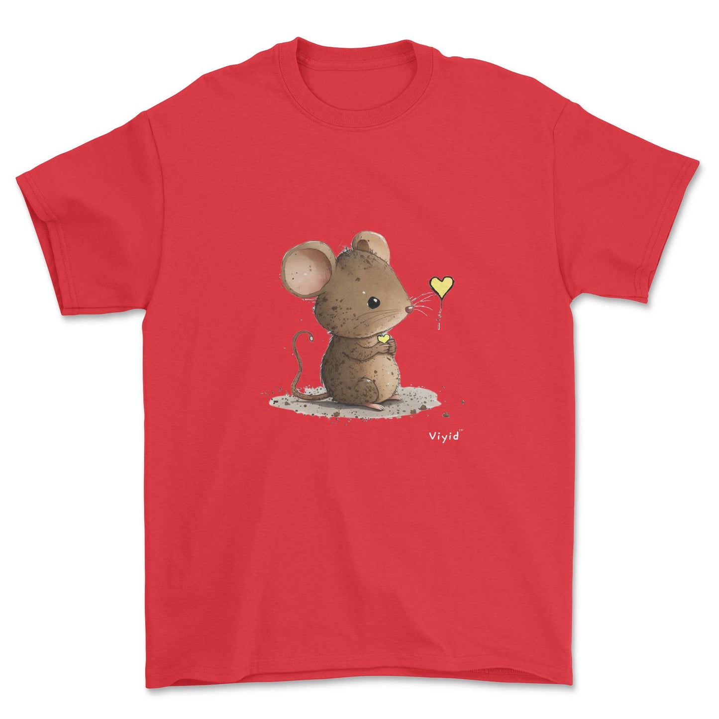 mouse with yellow heart adult t-shirt red