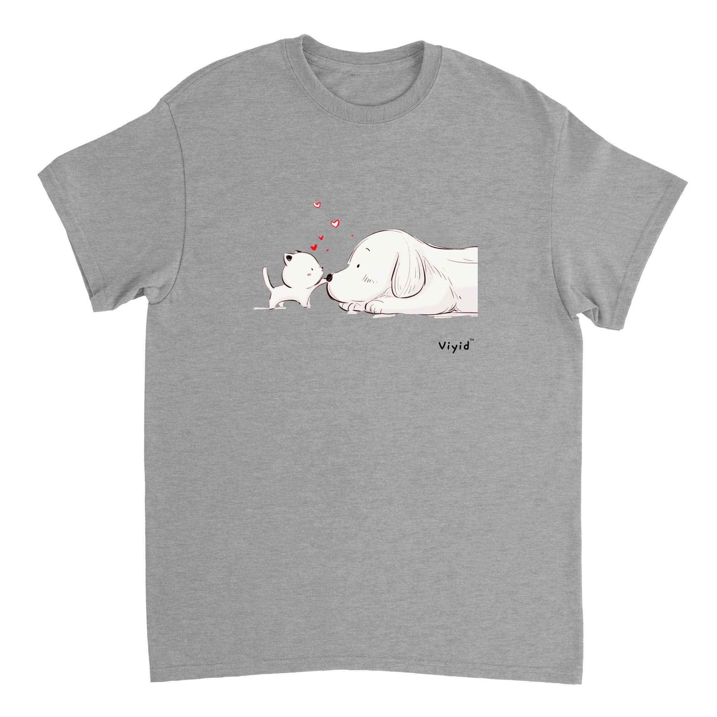 a kitty touching a puppy's nose signature youth t-shirt sports grey