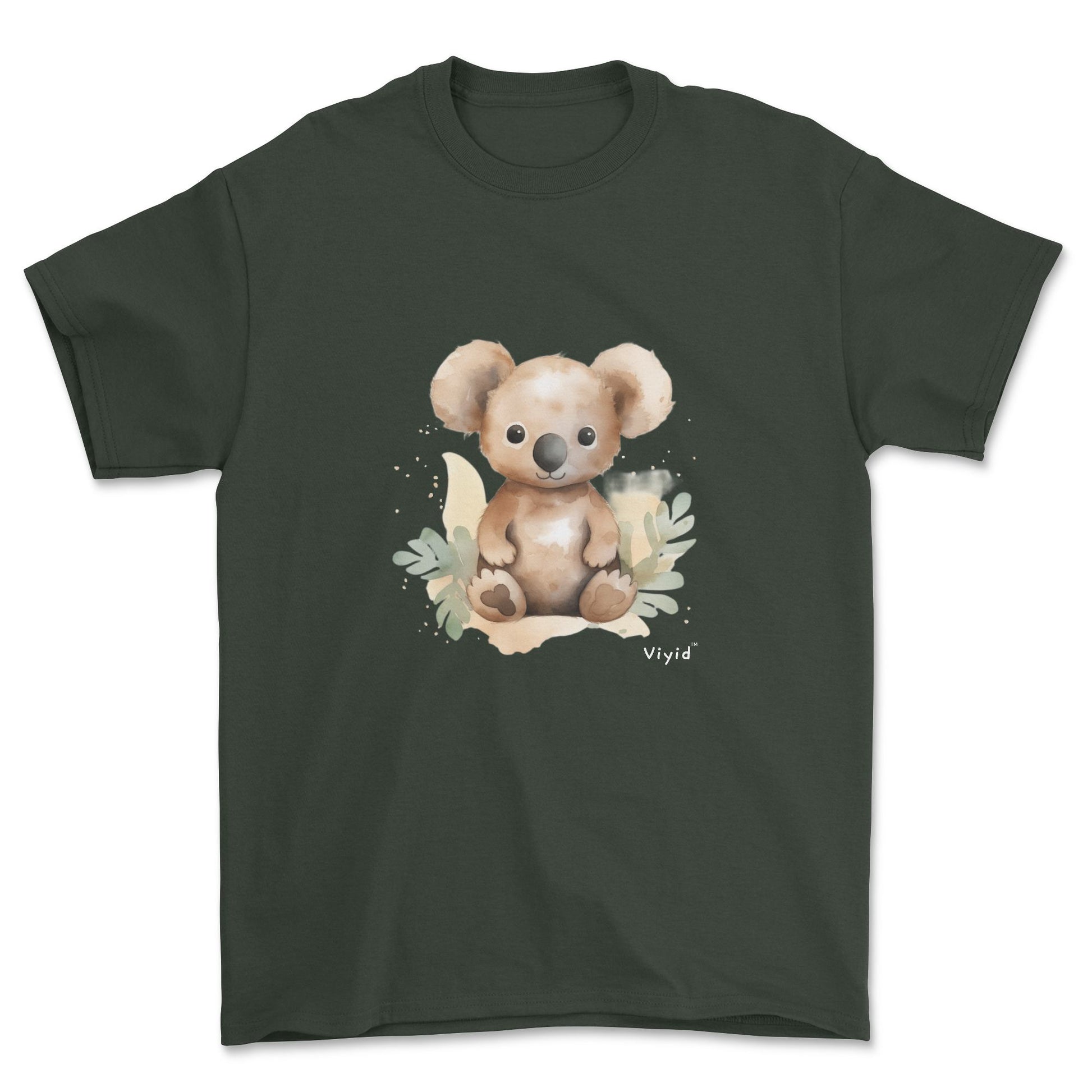 brown koala youth t-shirt forest green