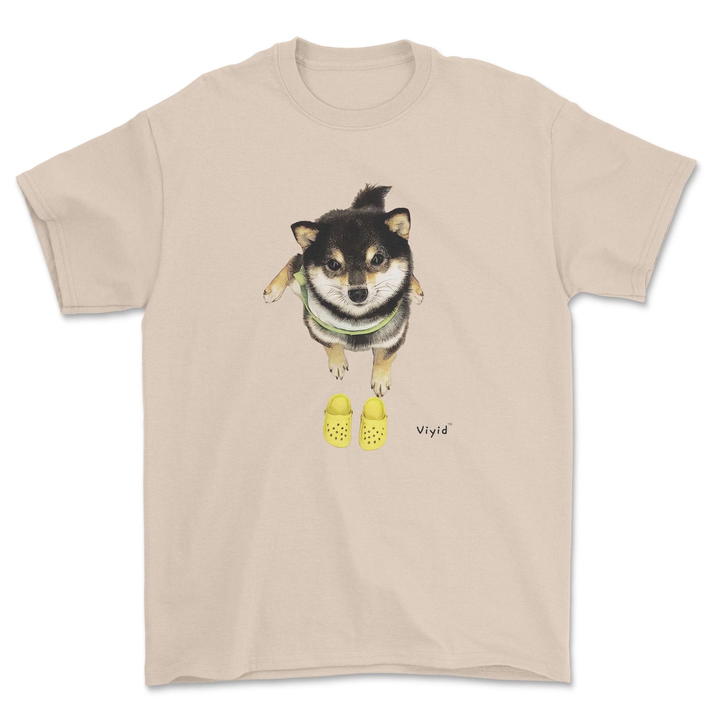 Welcome home Shiba Inu with crocs adult t-shirt sand.