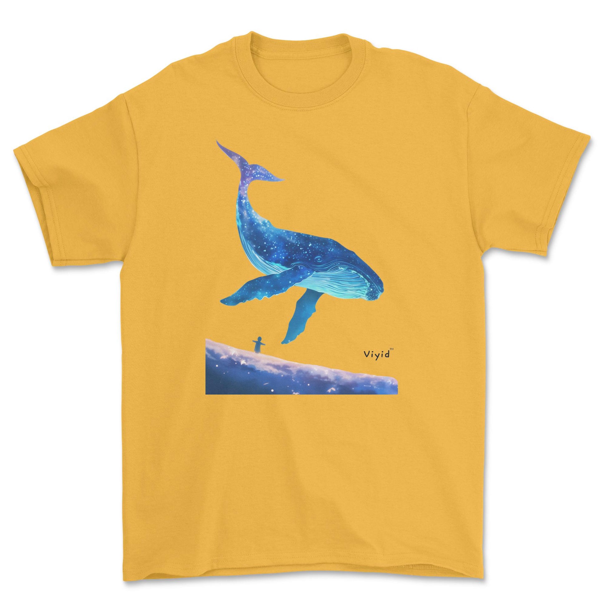 galaxy whale adult t-shirt gold